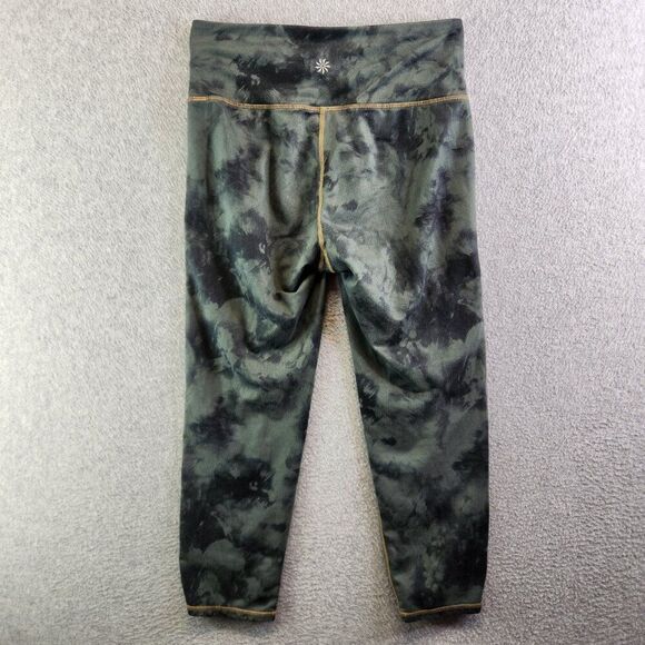 Athleta Leggings Womens Small Green Tie Dye Capri Mid Rise Yoga Practice - Picture 12 of 13